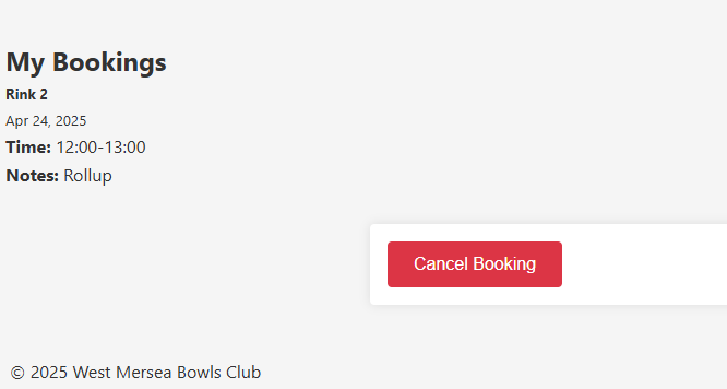 Cancel Booking Screenshot